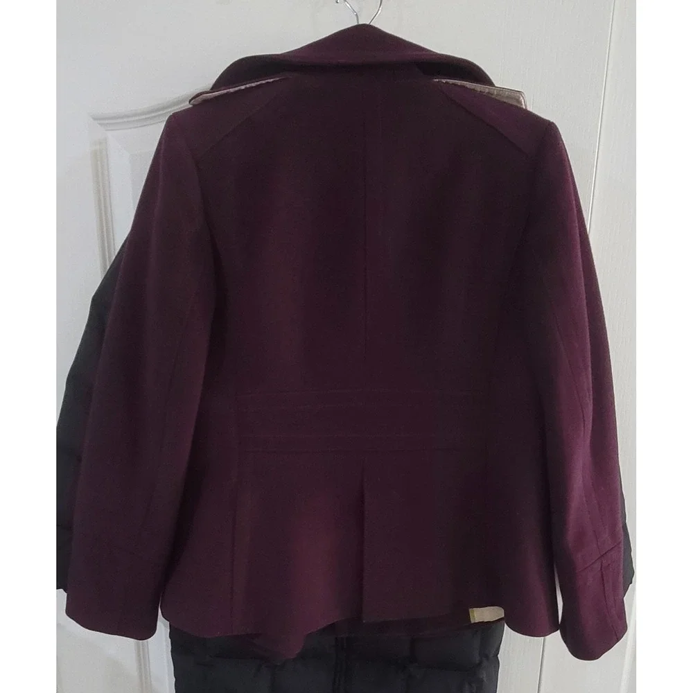 J. Crew Women's Purple Classic Double Breasted Pea-Coat Size Small - Picture 4 of 7